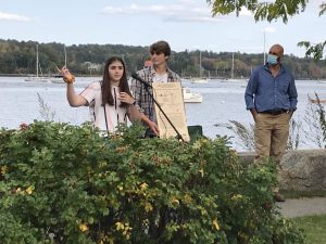 Belfast Area High School students describing their design and installation of a tidal gauge in Belfast Harbor, Maine in October 2021.